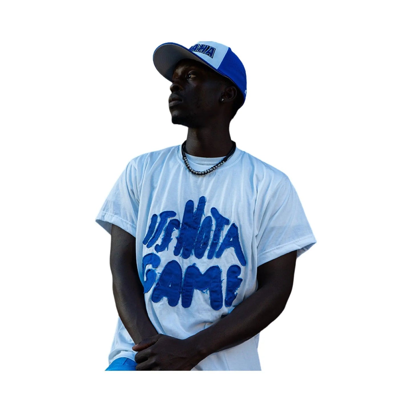 Men's Blue Graphic T Shirt| Custom Embroidered Streetwear Tee - It's Not A Game Apparel™