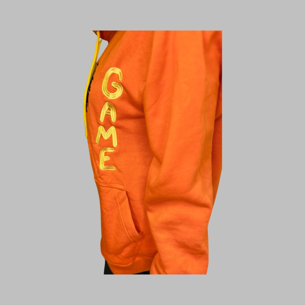 Women's Orange Hoodie with Afro Puffs Logo [Unique Design] INAG - It's Not A Game Apparel™