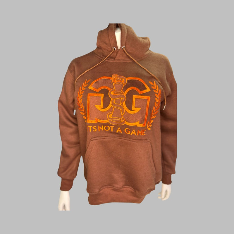 Women's Burnt Orange Hoodie with Classy Logo (Dark Brown Hooded Sweatshirt) INAG - It's Not A Game Apparel™