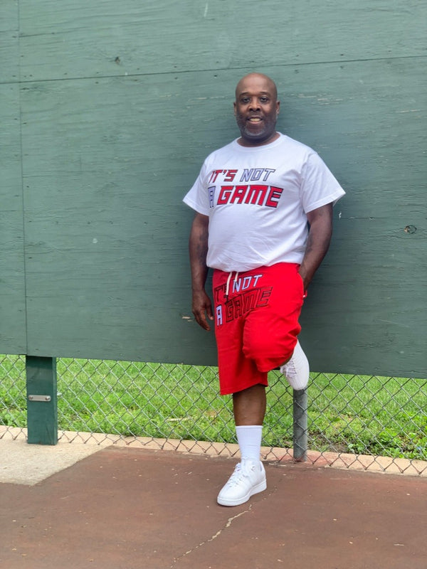 Men's Embroidered Red, white and Black Shorts Sets: Unique and Versatile. - It's Not A Game Apparel™