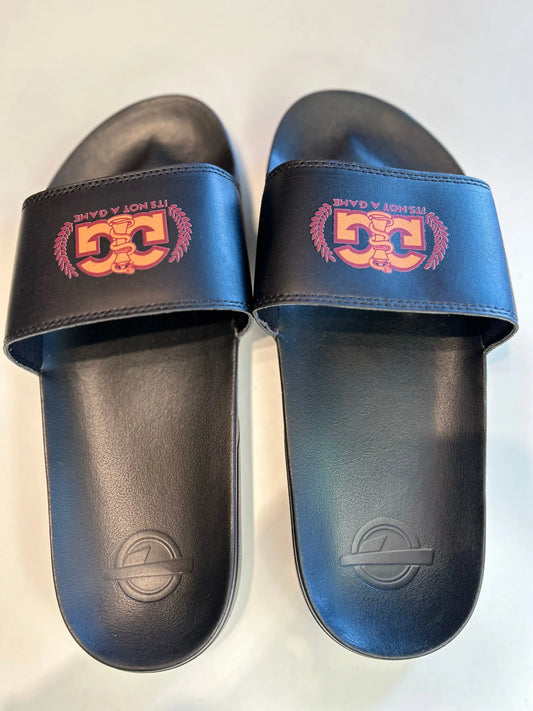 Black Cobra Crown Adjustable Flat Slip On Unisex Open Toed Lightweight Sandal It's Not A Game Apparel™