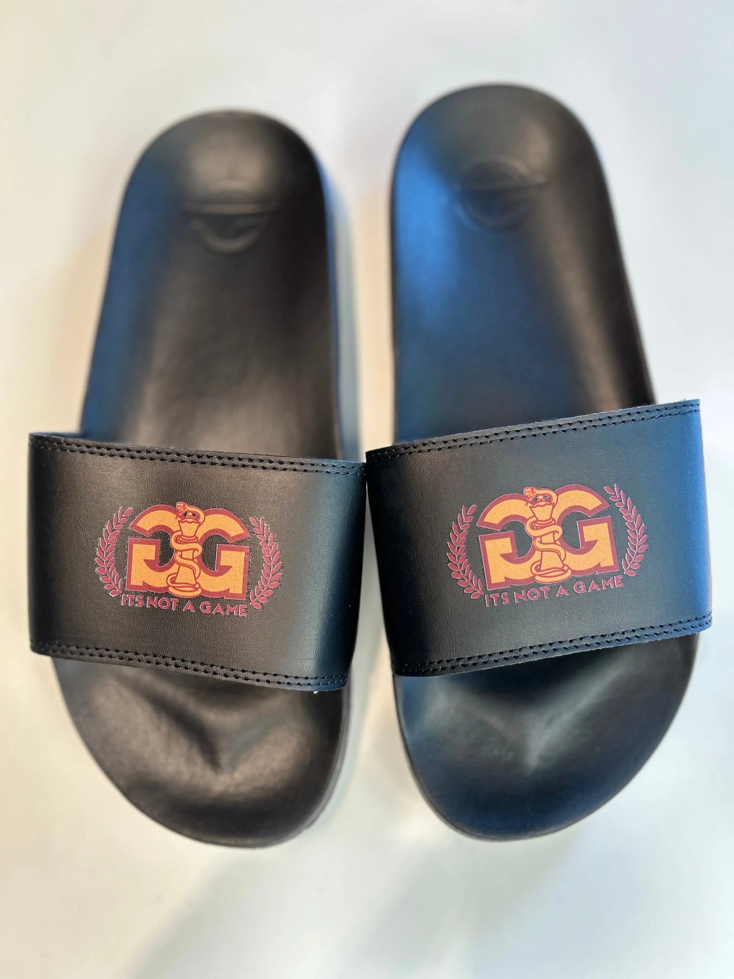 Black Cobra Crown Adjustable Flat Slip On Unisex Open Toed Lightweight Sandal It's Not A Game Apparel™