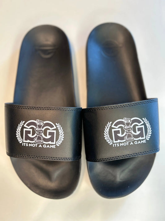 Black Cobra Crown Adjustable Flat Slip On Unisex Open Toed Lightweight Sandal It's Not A Game Apparel™