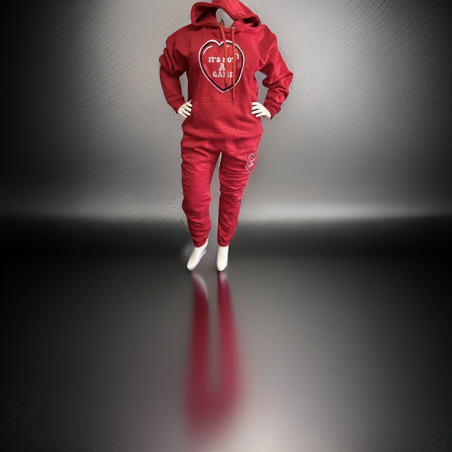 It's Not A Game Women's  Embroidered Heart Two Piece Sweat Suits