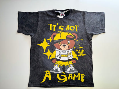 It's Not a Game Black Acid Wash Bear Shorts Set It's Not A Game Apparel™