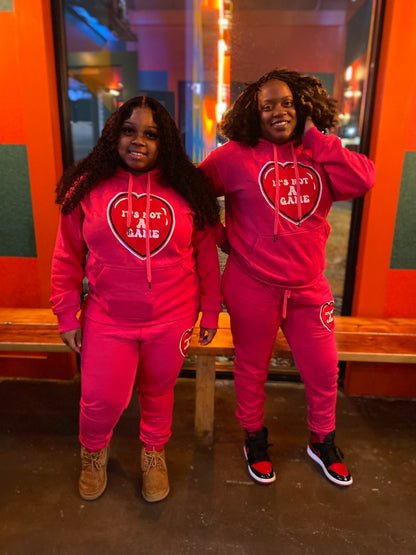 It's Not A Game Women's  Embroidered Heart Two Piece Sweat Suits