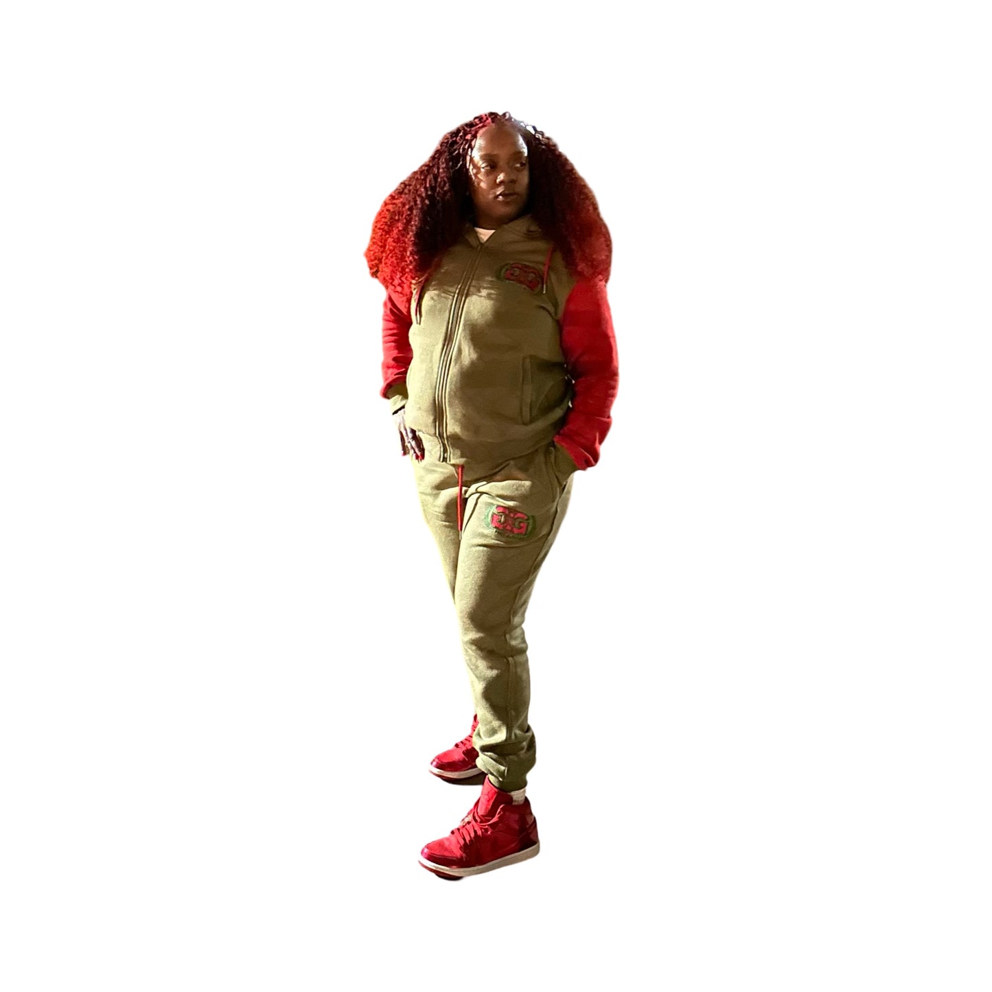 Olive & Red It's Not a Game Women's  Zip Up Sweat Suit