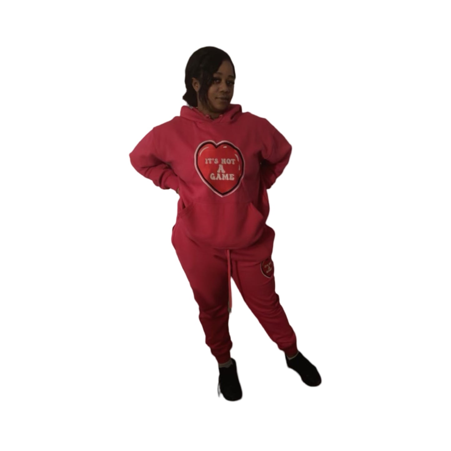 It's Not A Game Women's  Embroidered Heart Two Piece Sweat Suits