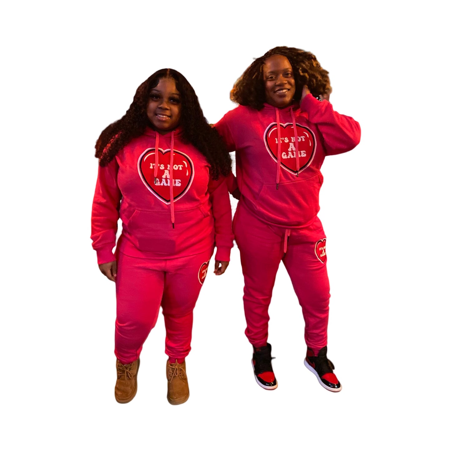 It's Not A Game Women's  Embroidered Heart Two Piece Sweat Suits