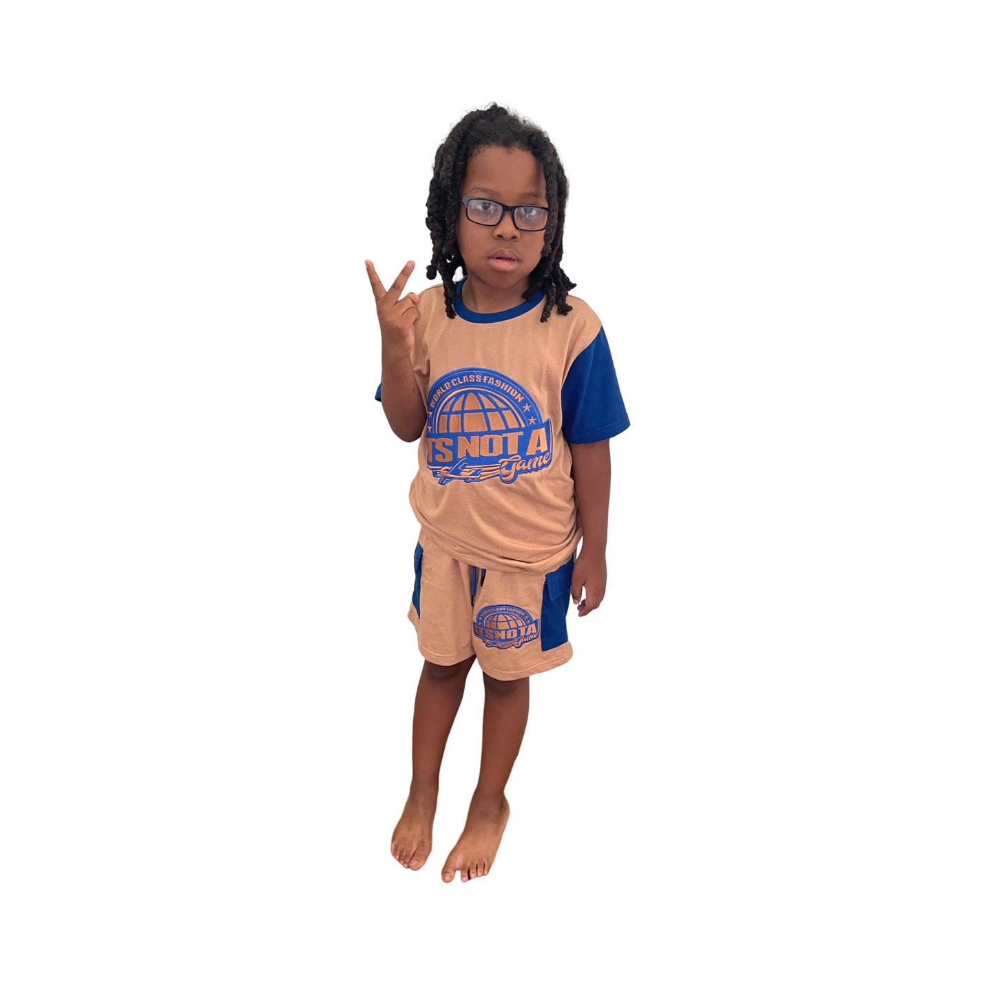 Custom Youth Tan Cargo  Short Sets: Versatile Outdoor Wear for Kids