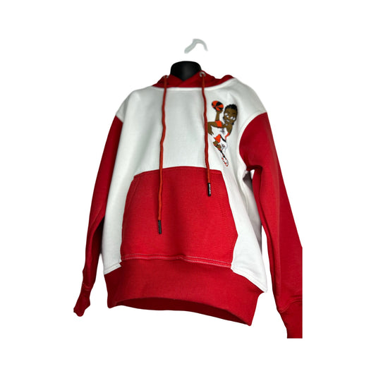 Slam Dunk Style! Boys' Red , Black & White Hoodie with Basketball Star logo