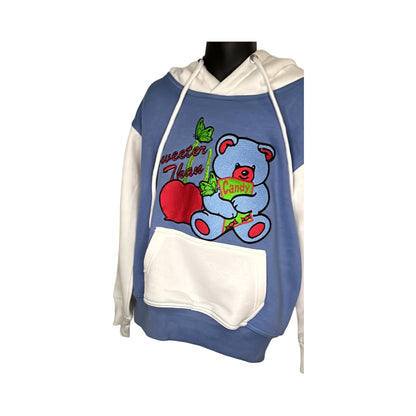 Sweet as Candy! Little Girls' Baby Blue & White Youth Hoodie With Teddy Bear Logo