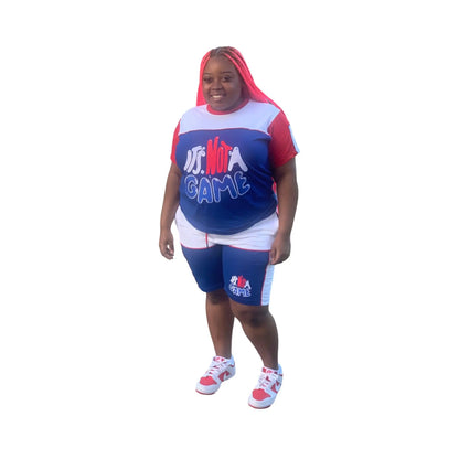 Custom Women's Red, White and Blue Short Sets for a Unique Look. - It's Not A Game Apparel™