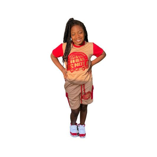 Custom Youth Tan Cargo Short Sets: Versatile Outdoor Wear for Kids - It's Not A Game Apparel™