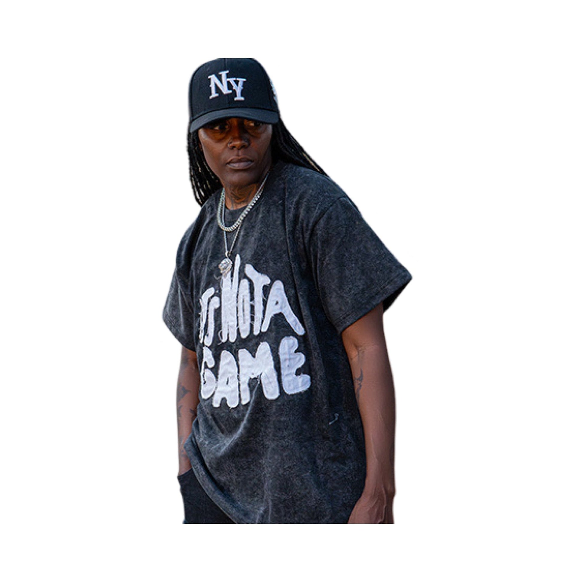 Mens Black Acid Wash Graphic T Shirt - It's Not A Game Apparel™