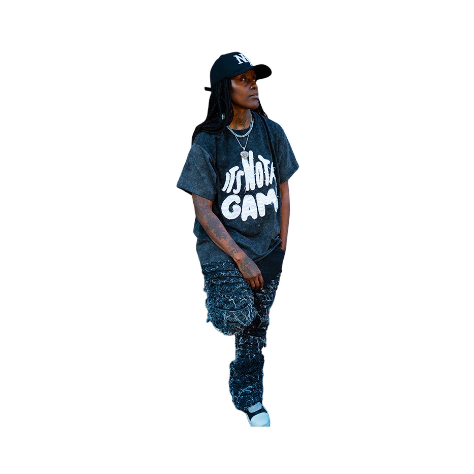 Mens Black Acid Wash Graphic T Shirt - It's Not A Game Apparel™