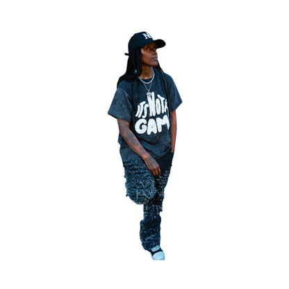 Mens Black Acid Wash Graphic T Shirt - It's Not A Game Apparel™