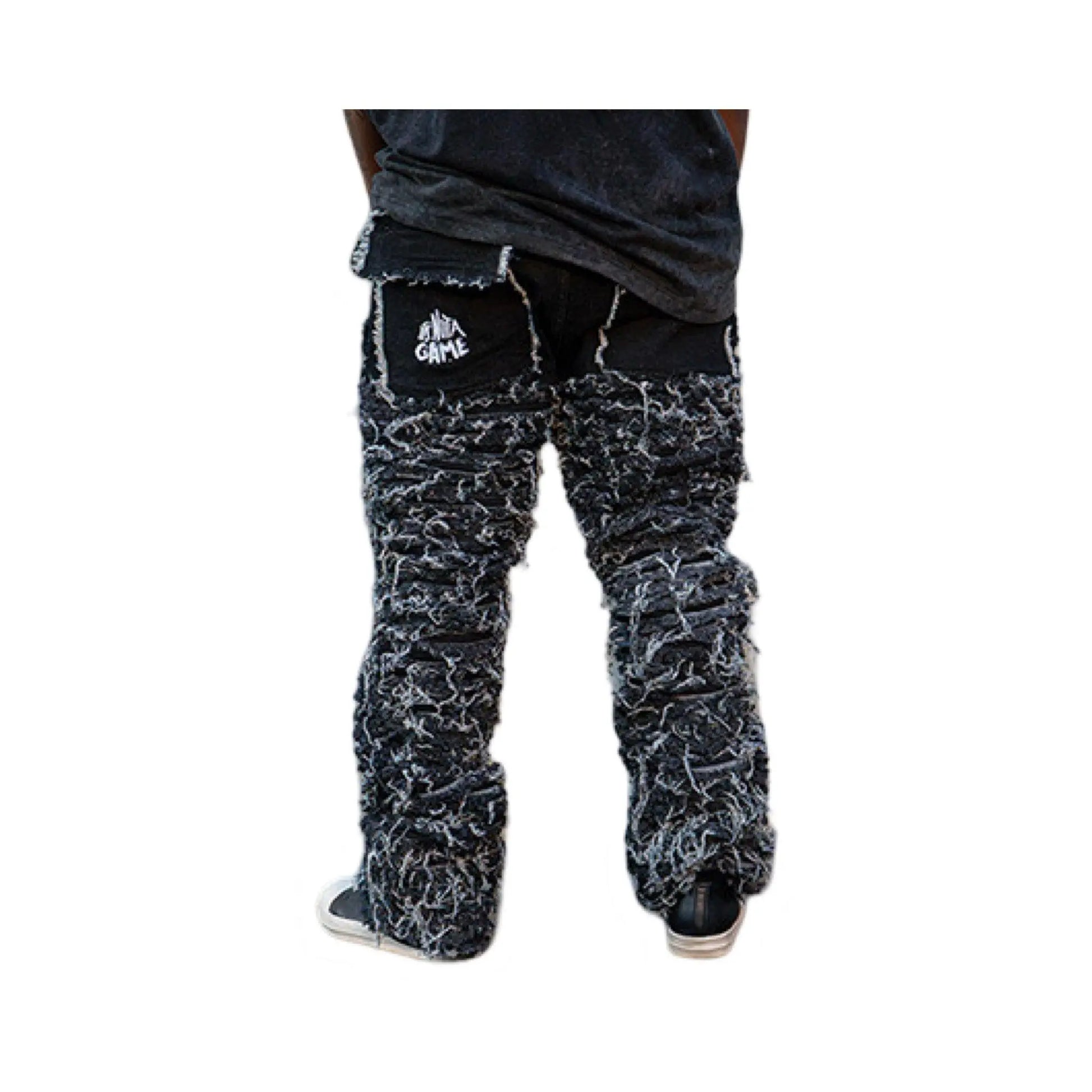 Men's Black Shredded Super Stacked Jeans - It's Not A Game Apparel™