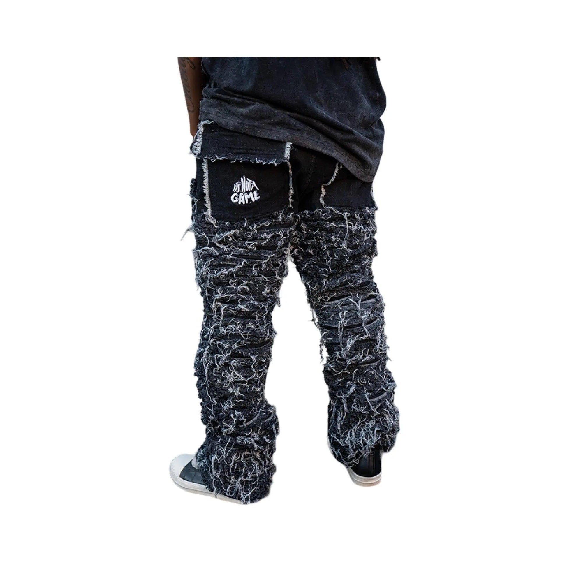 Men's Black Shredded Super Stacked Jeans - It's Not A Game Apparel™