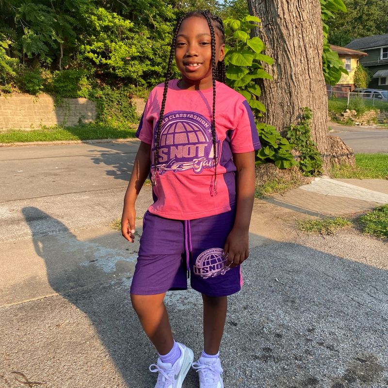 Youth Pink and Purple Girls Custom Shorts Sets- Trendy Kids' Fashion - It's Not A Game Apparel™
