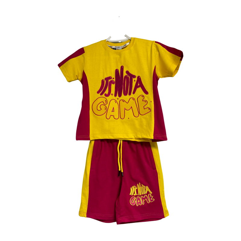 Stylish Girls Pink And Yellow  Embroidered Shorts Sets for Trendy Kids - It's Not A Game Apparel™