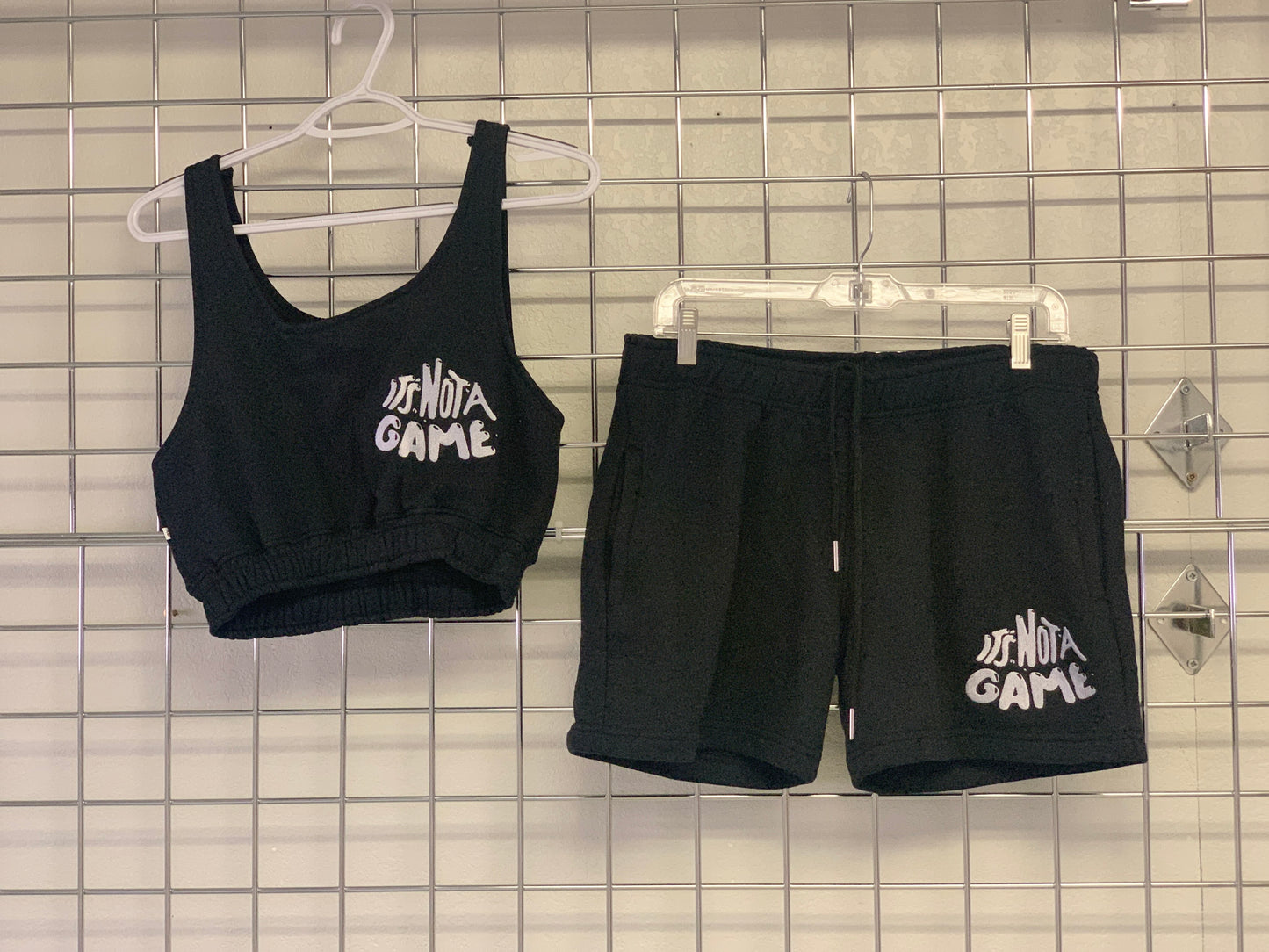 It's Not a Game Women's Black Sports Bra And Elastic Waist Gym Short Set - It's Not A Game Apparel™